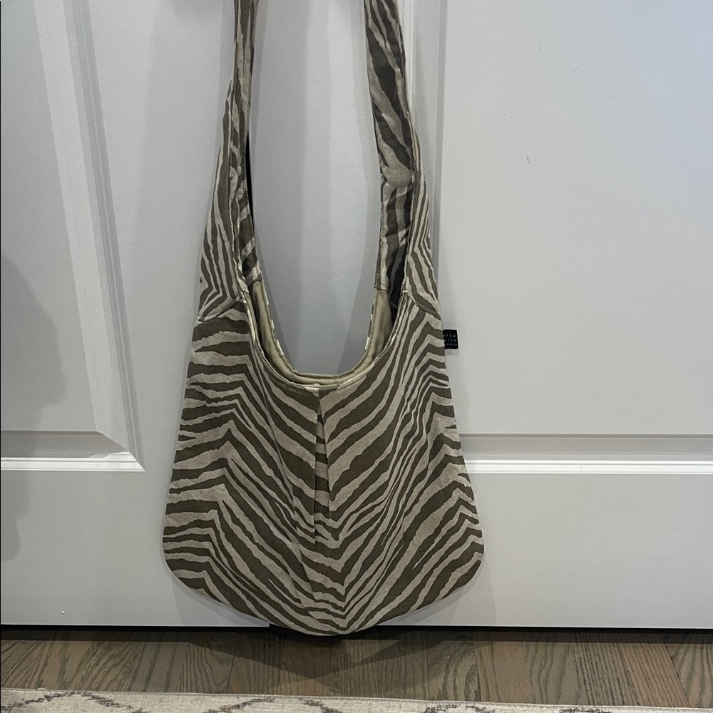 1154 Lill Studio Zebra-Print Shoulder/Crossbody Bag in Taupe and Cream